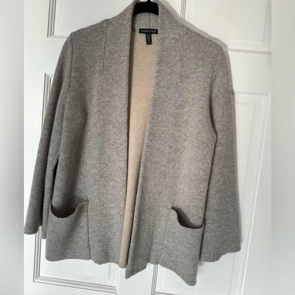 Eileen Fisher double-face cashmere open cardigan/jacket